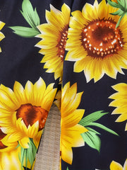Girls Sunflower Off Shoulder Jumpsuit One Piece Romper