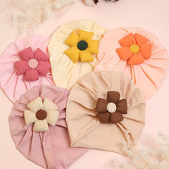 Kids Stretch Checkered Flower Bag Head Hat