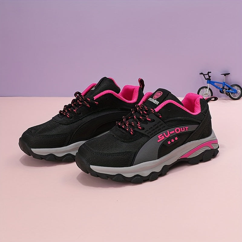 Girl's Knit Hiking Shoes Comfy Lace Up Sneakers