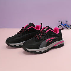 Girl's Knit Hiking Shoes Comfy Lace Up Sneakers