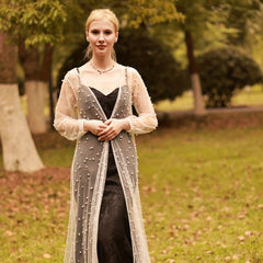 Long Bridal Shawl Faux Pearl Wedding Accessories for Women