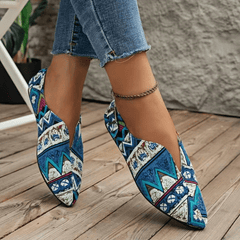 Women's Geometric Pattern Flat Shoes Point Toe Slip On Lightweight Shoes