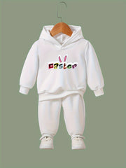 Easter Bunny Pattern 2pcs Activewear Sets Girls Comfy Outfits For Sports Running