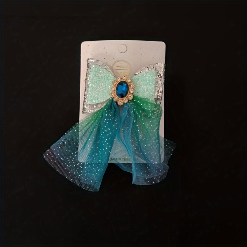 Snow Crown Hair Clip Snowflake Bow Ribbon Hairpin Random