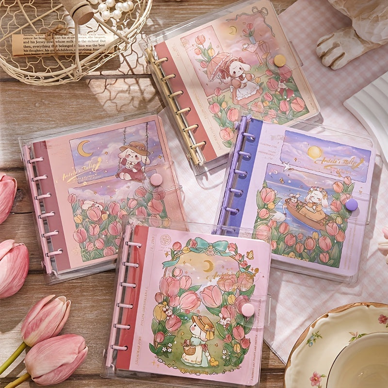 Tulip Dream Square Journal Book PVC Soft Shell Loose-leaf Square Grid Core