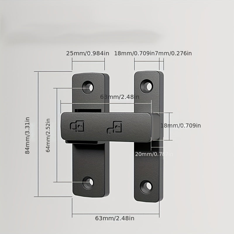 Anti-Theft Sliding Door Latch No Punch Bathroom Bedroom Office Accessory