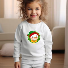 Cartoon Snowman Print Long Sleeve Sweatshirt Girls Pullover