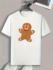 Christmas Gingerbread Man Print Men's Graphic T shirt