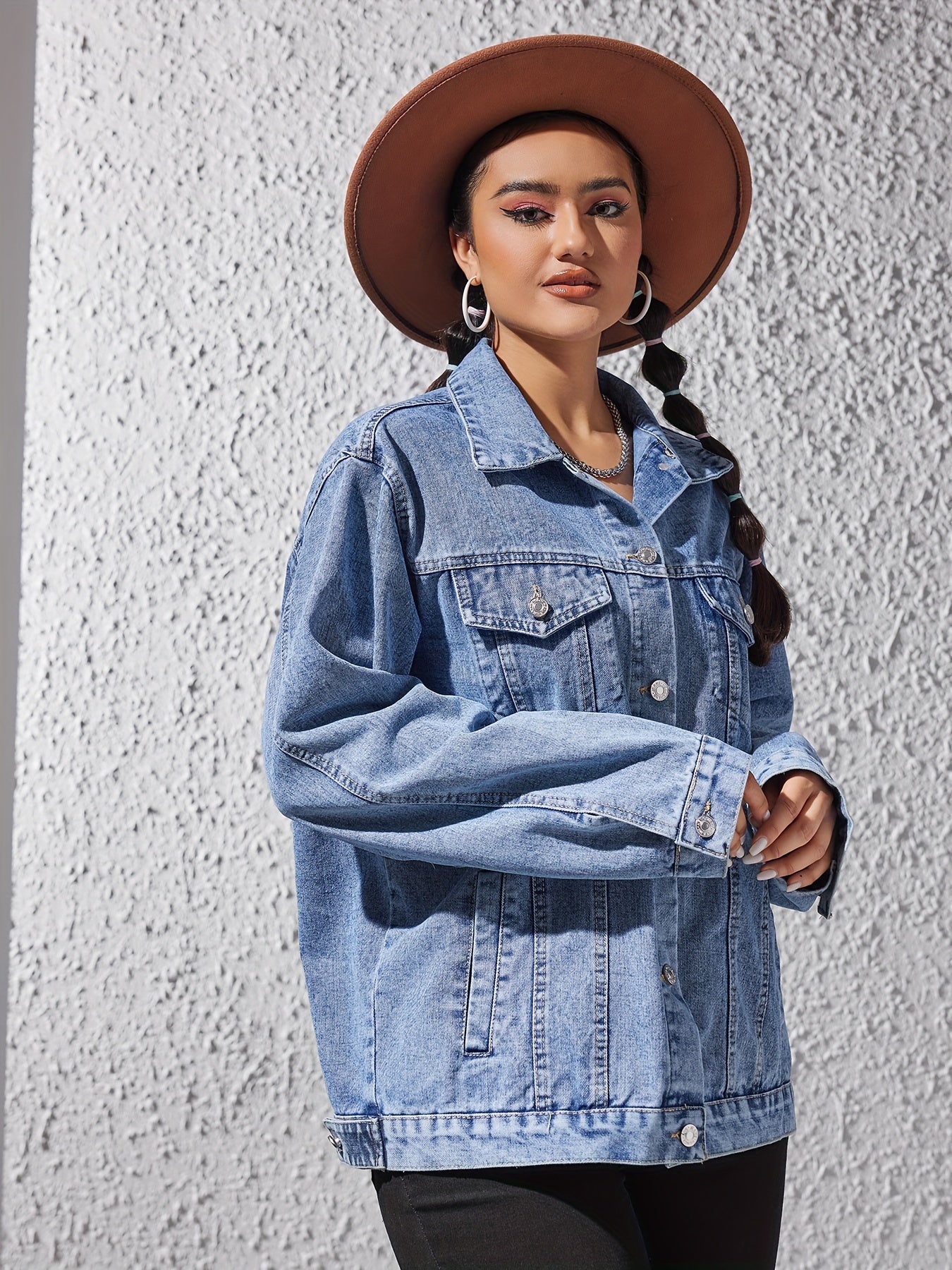 Retro Denim Jacket Women's Long Sleeve Button Up