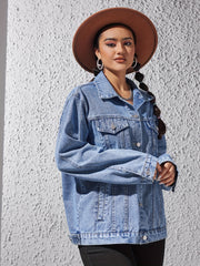 Retro Denim Jacket Women's Long Sleeve Button Up