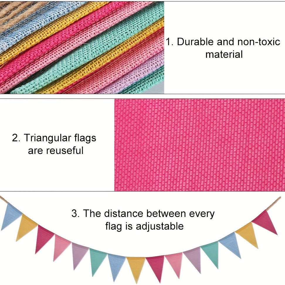 Rainbow Bunting Banner Set 5m 197in Length for Birthday School Wedding Decor