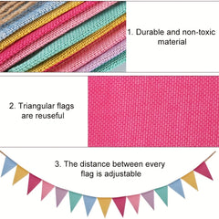Rainbow Bunting Banner Set 5m 197in Length for Birthday School Wedding Decor