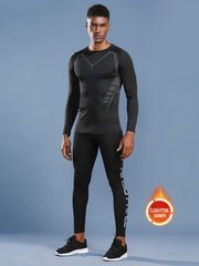 Men's Compression Suit Long Sleeve Skinny Fit T-shirt And Leggings For Winter