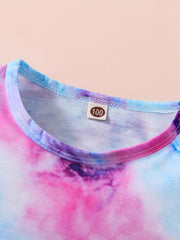 Girls Tie Dye T Shirt & Shorts Set, Short Sleeve Tee Top, Kids Summer Clothes