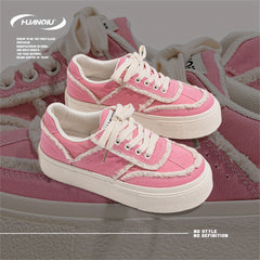 Women's Lace-up Canvas Shoes Thick Sole Casual Board Shoes