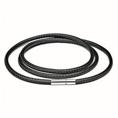 3mm Wax Leather Cord Choker Necklace Stainless Steel Clasp Thin 16 30 Mens