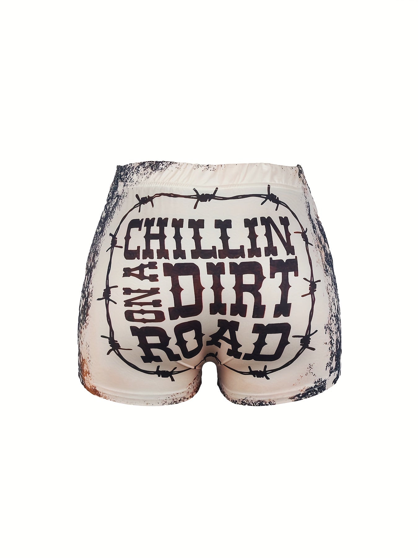 Letter Print Skinny Shorts Casual Shorts For Spring & Summer Women's Clothing
