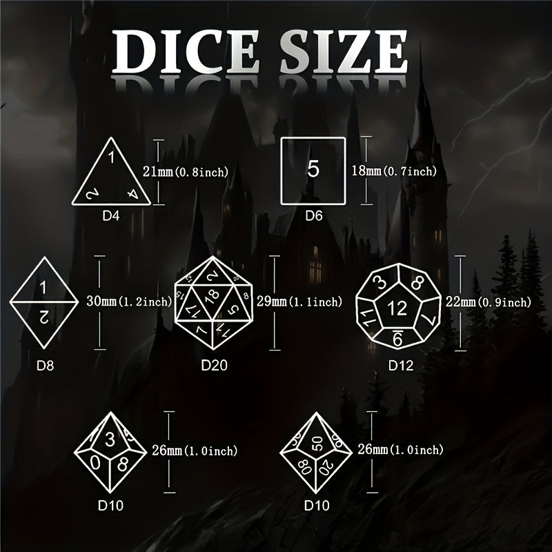7pcs Metal Dice Set for Board Games & Collectors - Perfect Gift for Holidays