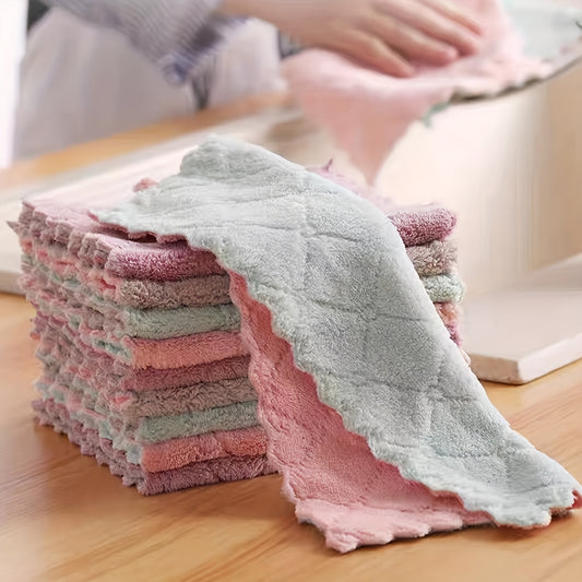 Car Wash Towel Absorbent Coral Fleece Kitchen Dish Cloth Scouring Pad