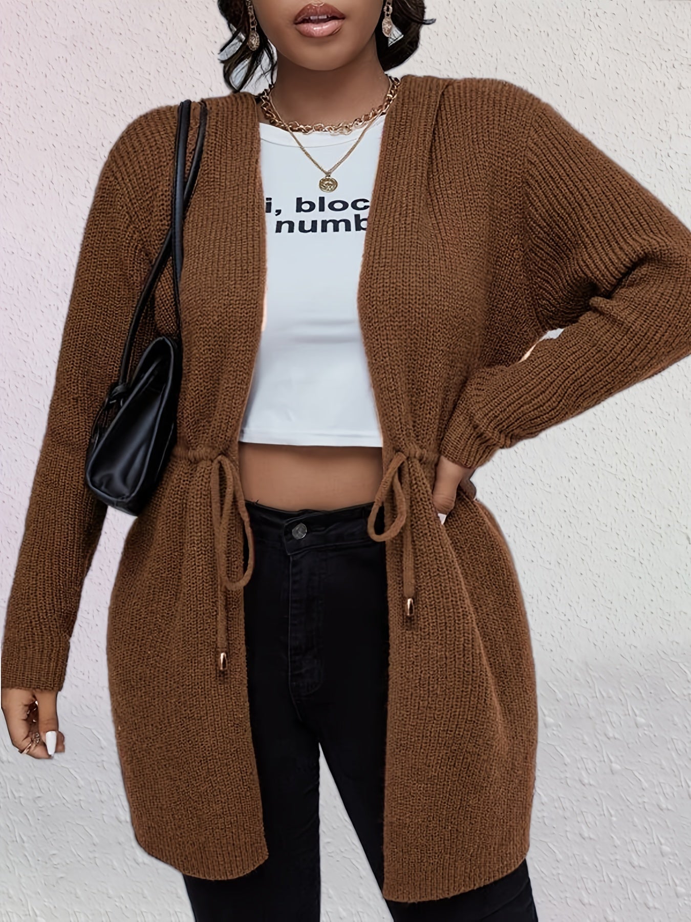 Drawstring Hoodie Cardigan