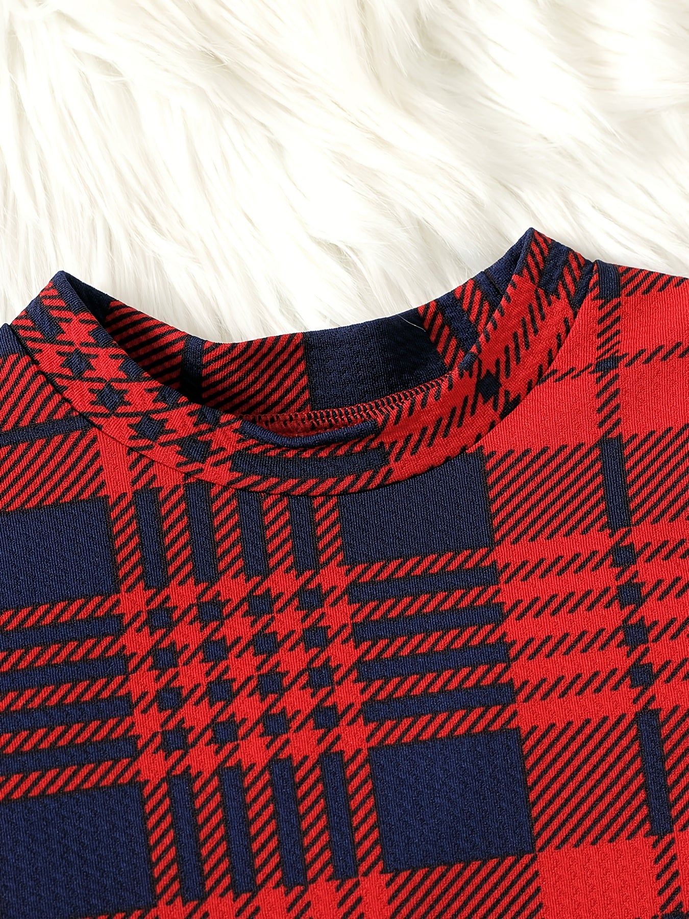 Kid Girls' Plaid Stand Collar Dress For Party Going Out