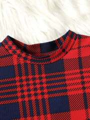 Kid Girls' Plaid Stand Collar Dress For Party Going Out