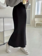 Stretchy High Waist Long Skirt Split Stretchy Skirt for Women