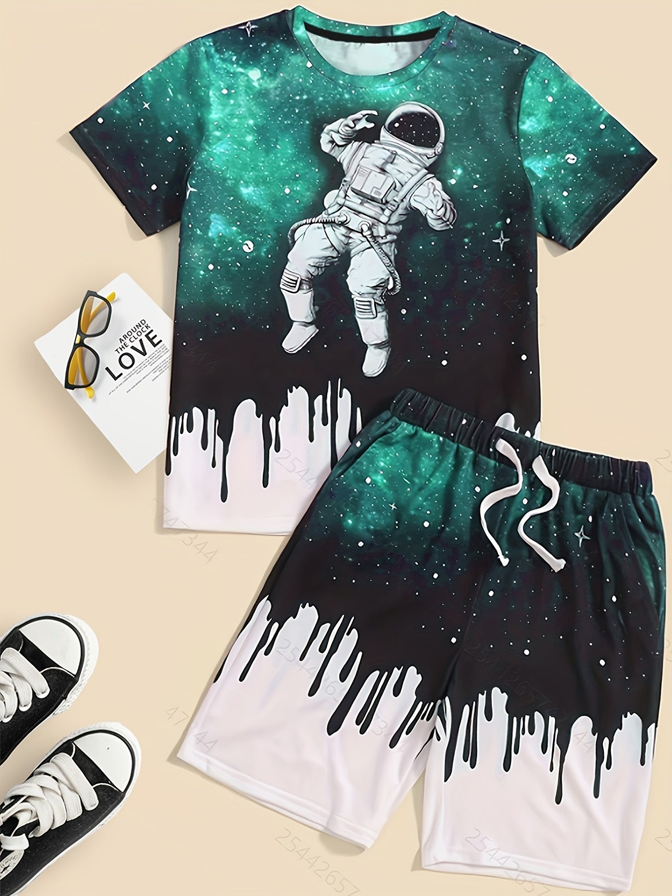 Boys Astronaut Outfit Shorts & T shirt Set Casual Summer Kids Clothes