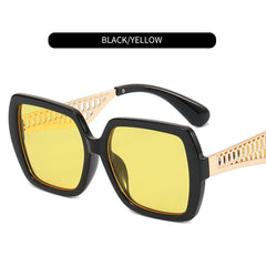Women's Metal Hollow Temple Sunglasses with Zipper Box