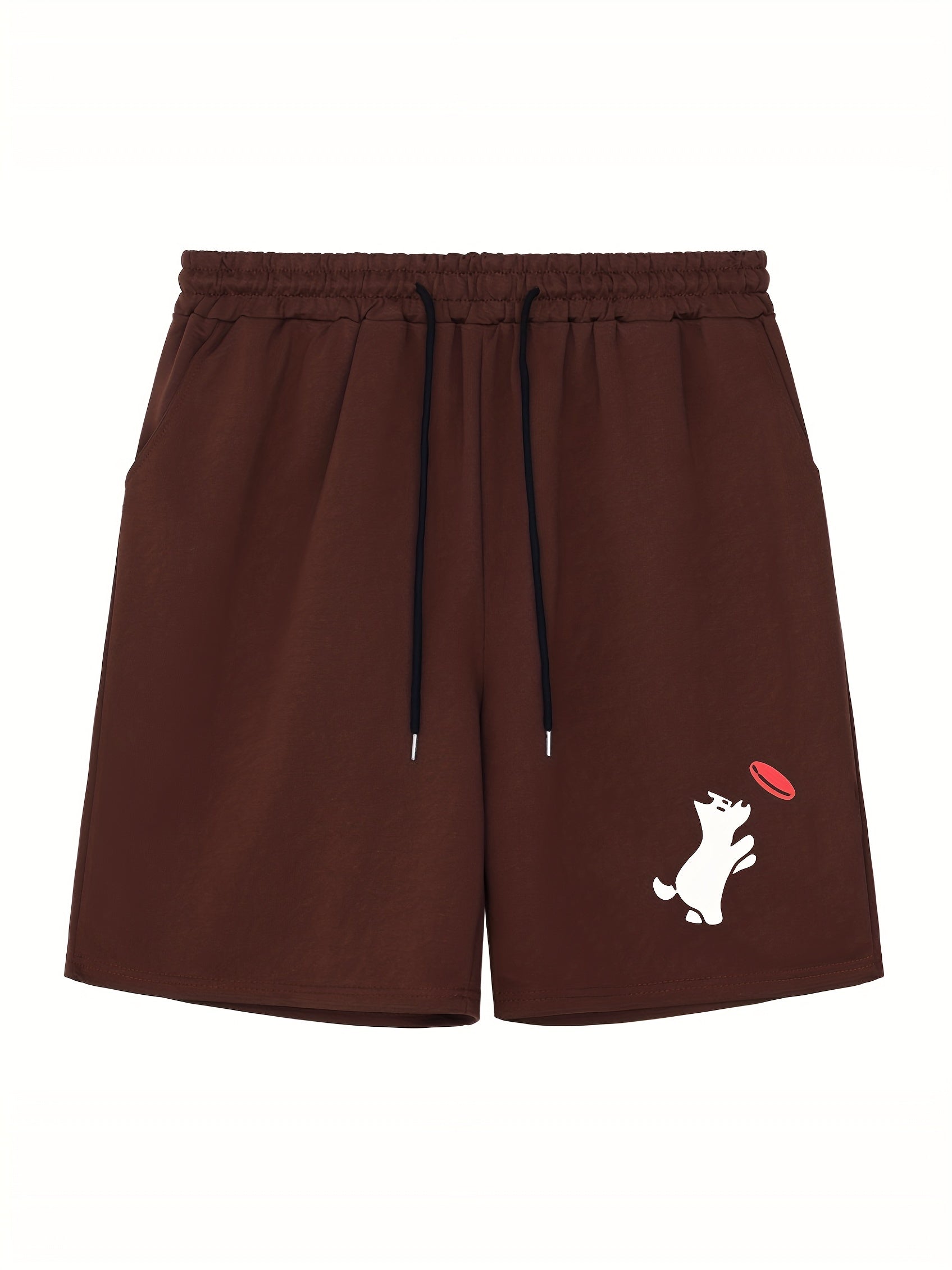 Men's Dog Print Workout Shorts Active Slightly Stretch Breathable Drawstring Spo