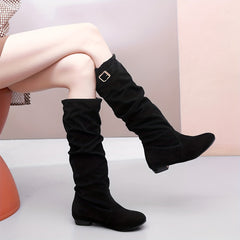 Women's Slouch Knee High Boots Buckle Decor Long Boots