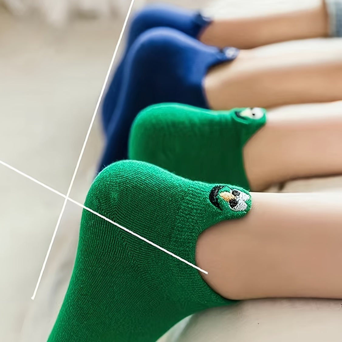 6 Pairs Ankle Socks Animal Funny Embroidered