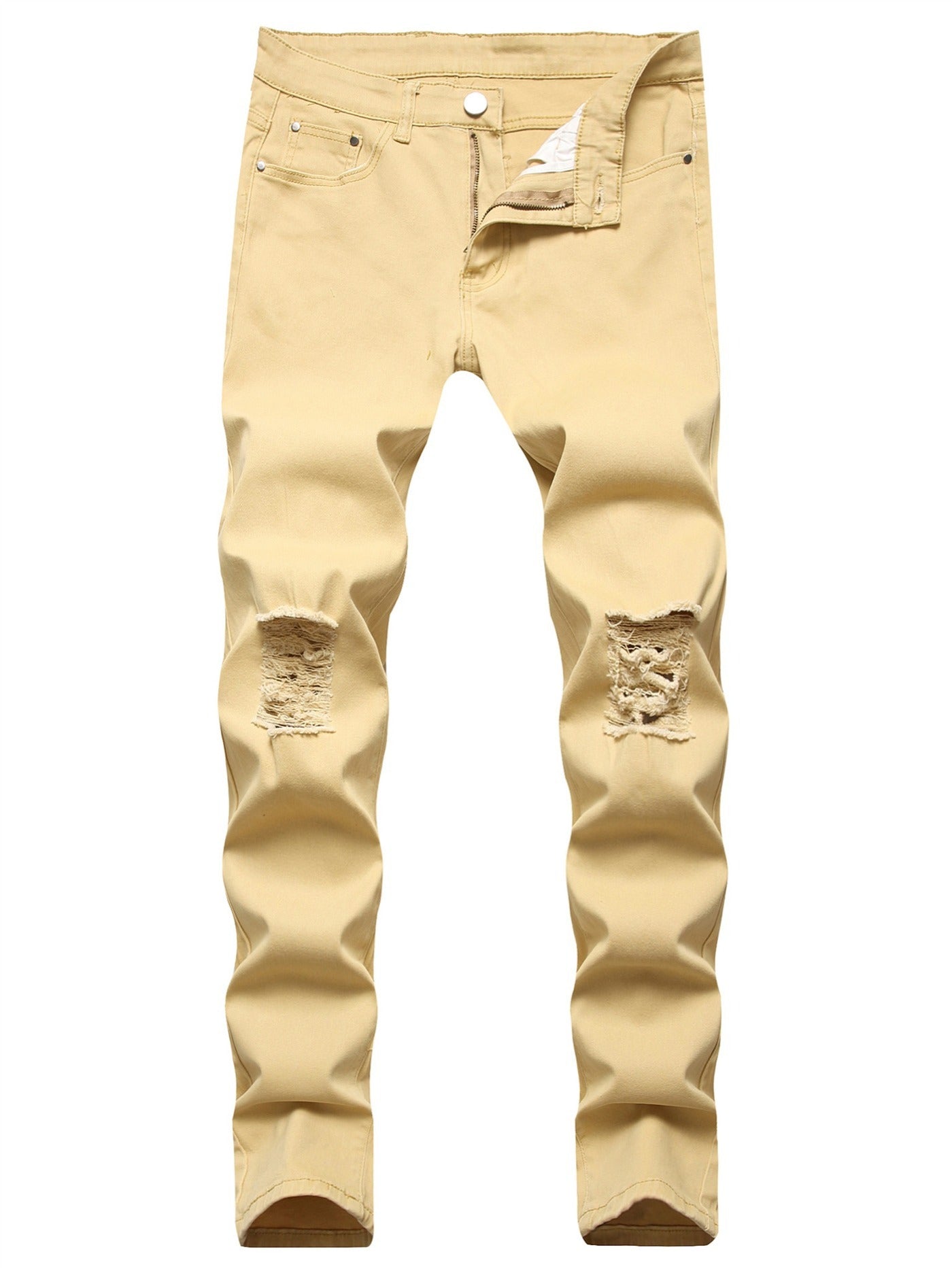 Men's Ripped Knee Slim Fit Stretch Jeans