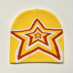 Elastic Star Pattern Knit Beanie Hat for Men Women