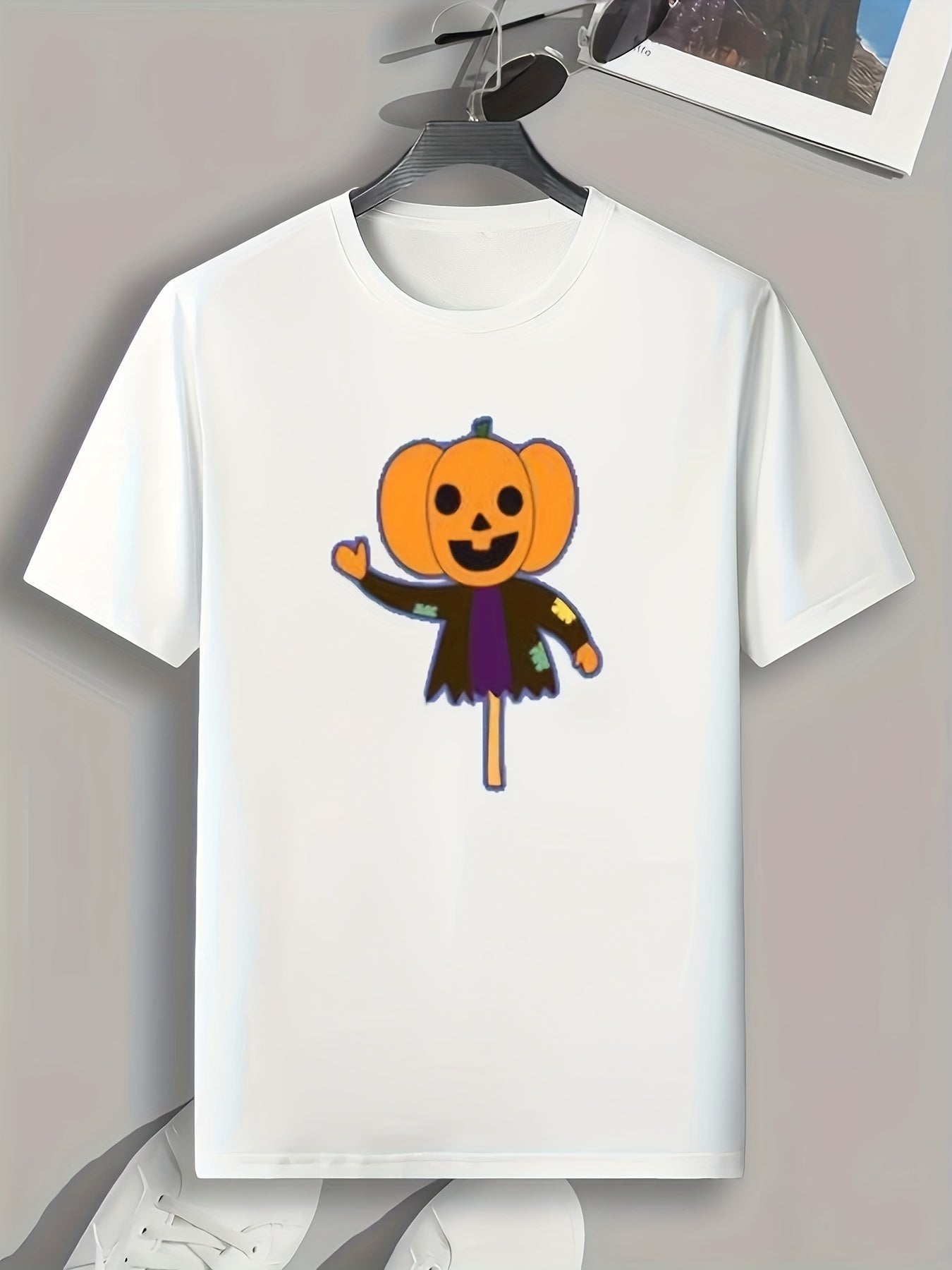 Halloween Pumpkin Print Men's Graphic T shirt Casual Comfy Tees