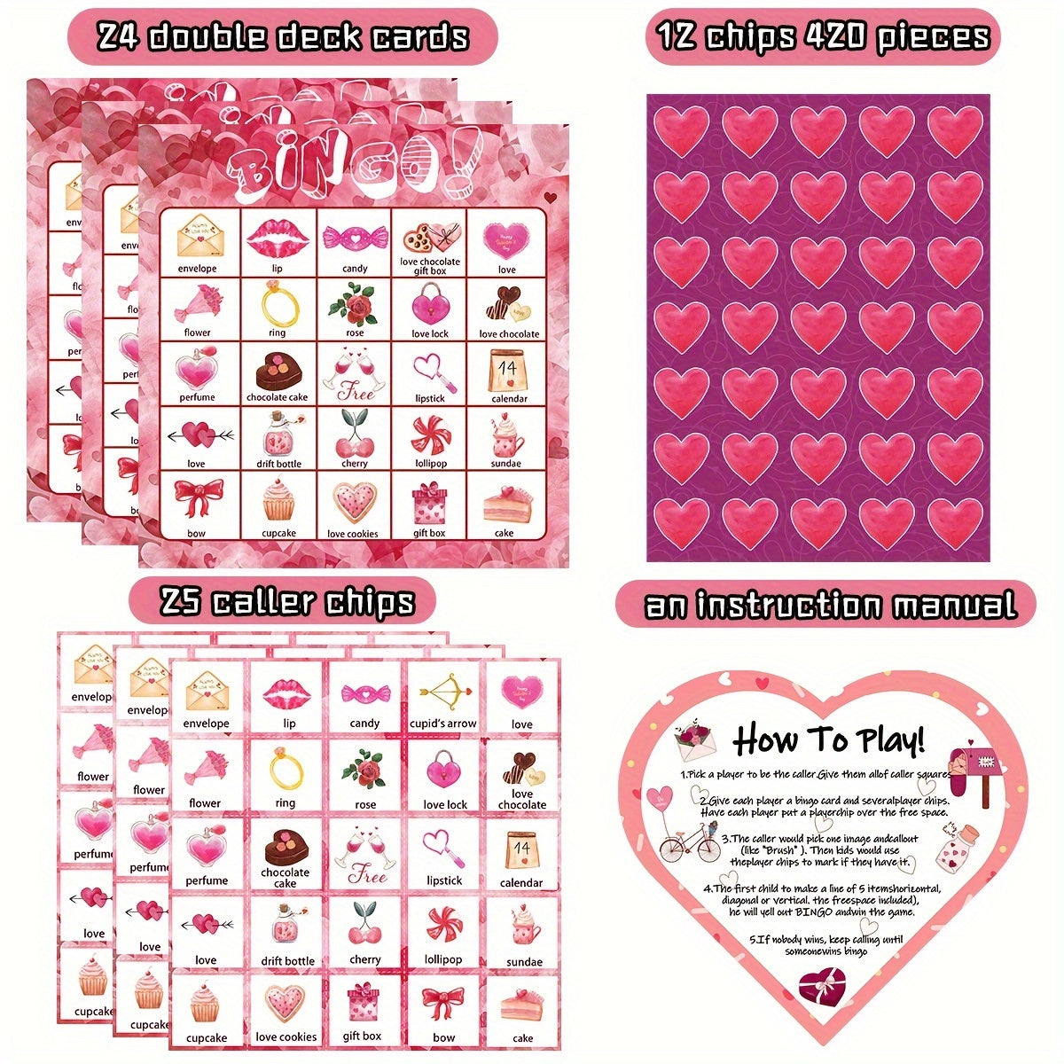 Valentines Game Cards Party School Games Love Family Entertainment