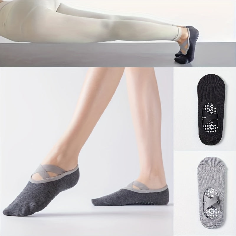 Women's Yoga Socks Non Slip Cross Strap With Extra Grips