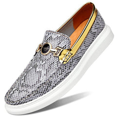 Men's Snake Print Loafer Slip On Shoes