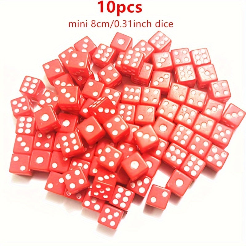 Acrylic Drinking Dice Set for Games & Math Teaching, Mini 8mm Dices, 10/20/50pcs