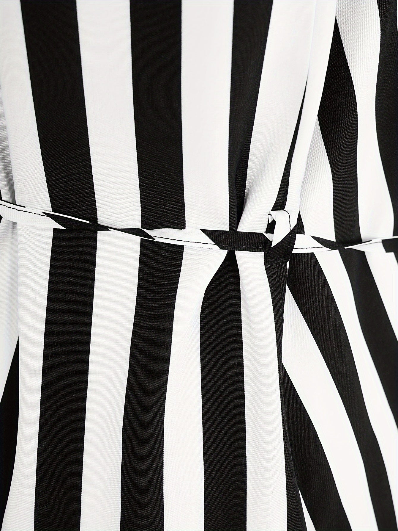 Stripe Print Long Sleeve V Neck Dress