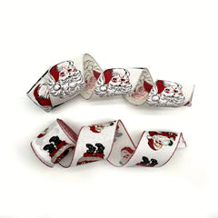 4 57 Meter Santa Christmas Ribbon For DIY Crafting Santa On Wired Edge