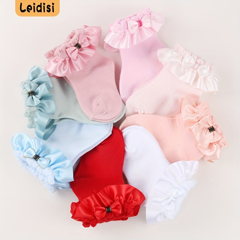 Girls Lace Princess Socks with Bowknot Decoration