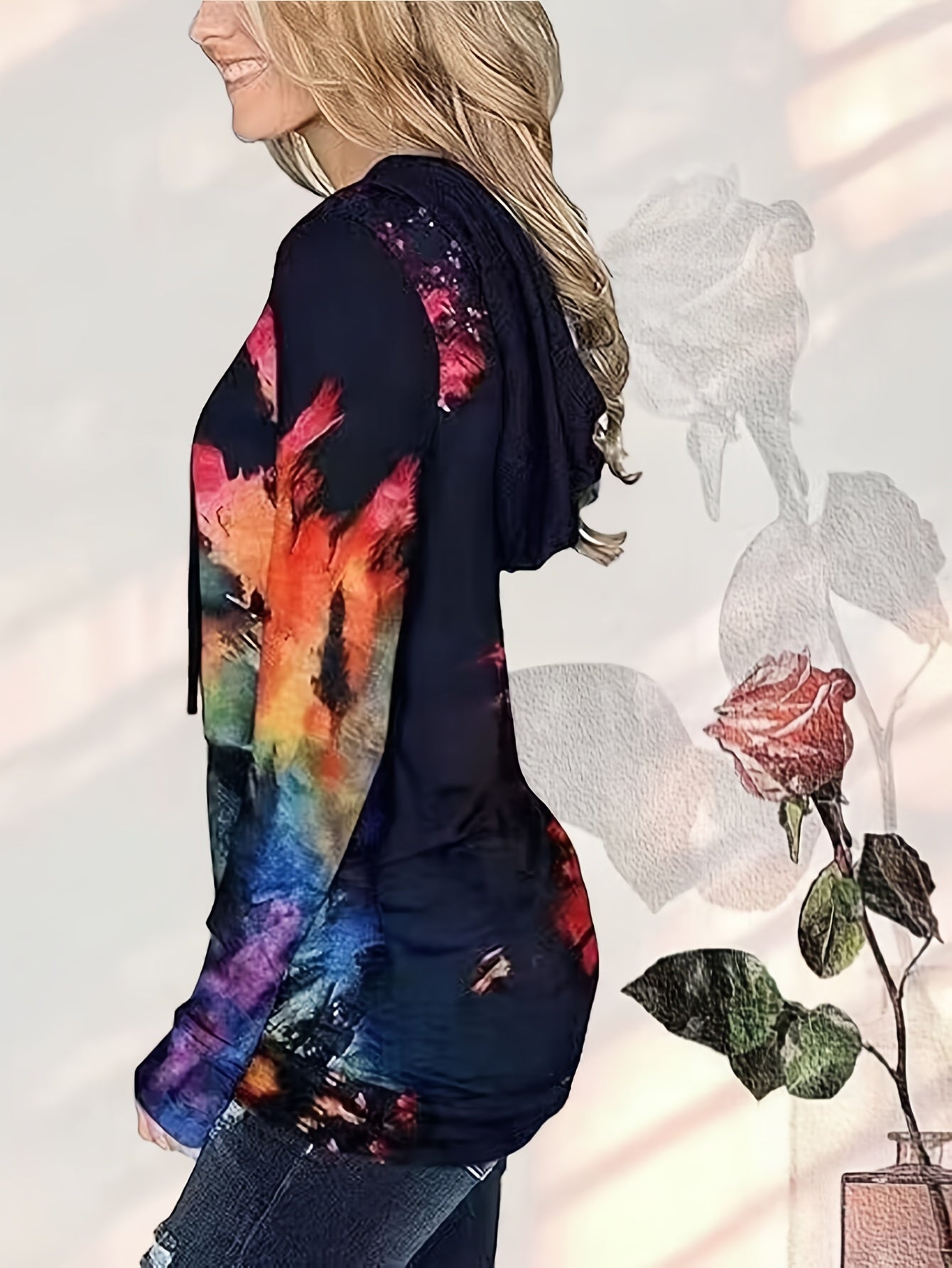 Tie Dye Long Sleeve Hoodie with Pockets