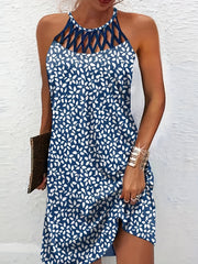 Criss Cross Sleeveless Tank Dress Women's Clothing