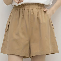Casual Elastic Waist Cargo Shorts with Pockets