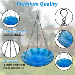 Glass Bird Feeder Bird Bath Outdoor Garden Decoration