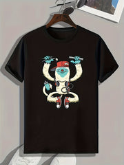 Funny Cartoon Print Men's Graphic T-shirt Summer Casual Comfy Tees