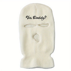 Embroidered Letters Ski Mask Balaclava Beanies Hats For Women And Men