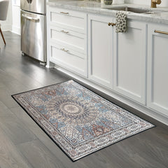 Vintage Boho Area Rug Soft Thickened Crystal Velvet Floor Mat Non Slip Washable