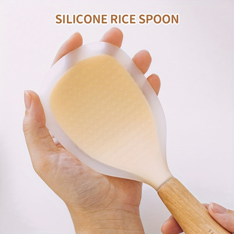 Silicone Standing Rice Spoon with Bear Claw Pattern